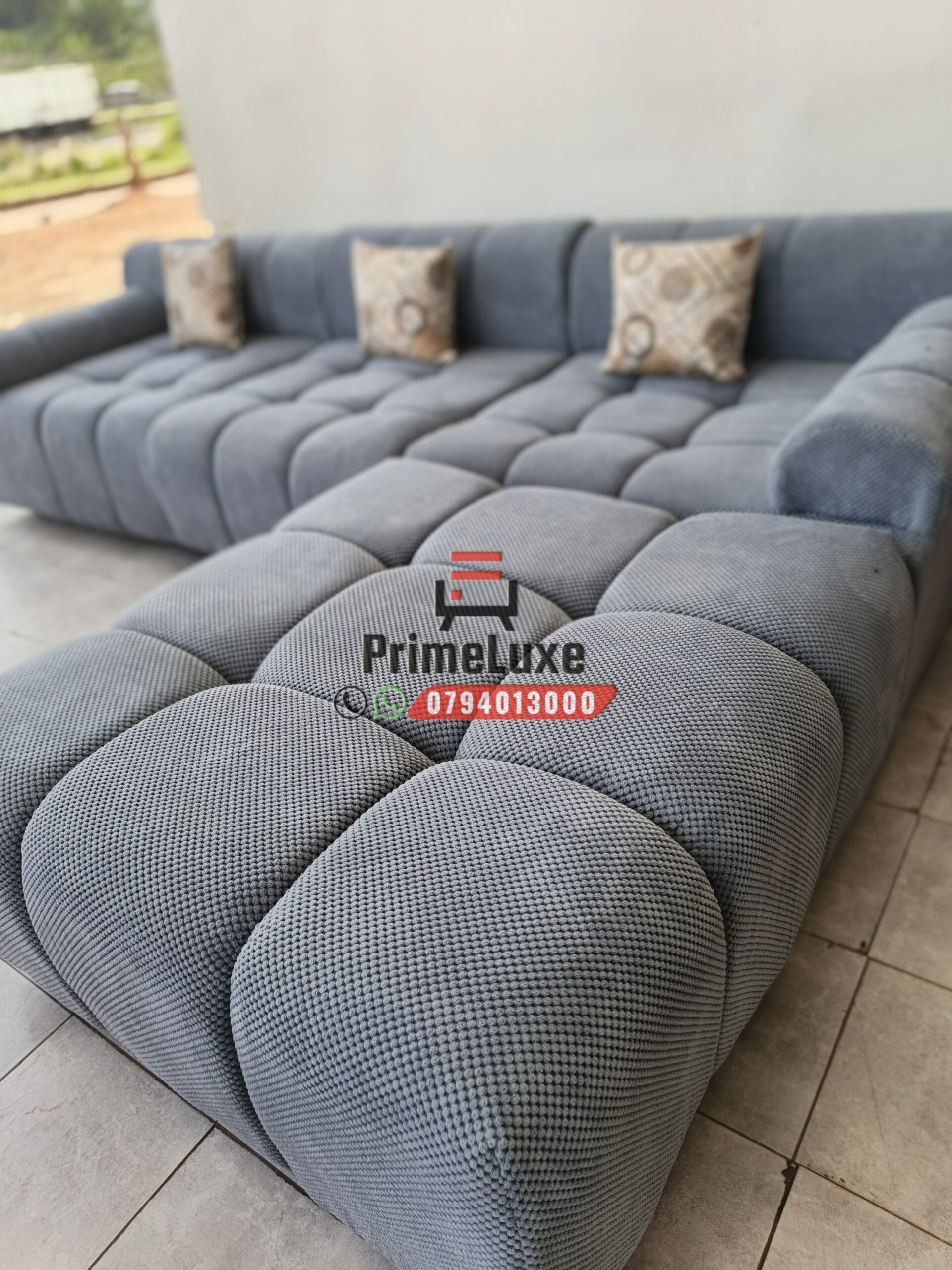 Grey modular bubble design L-sofa