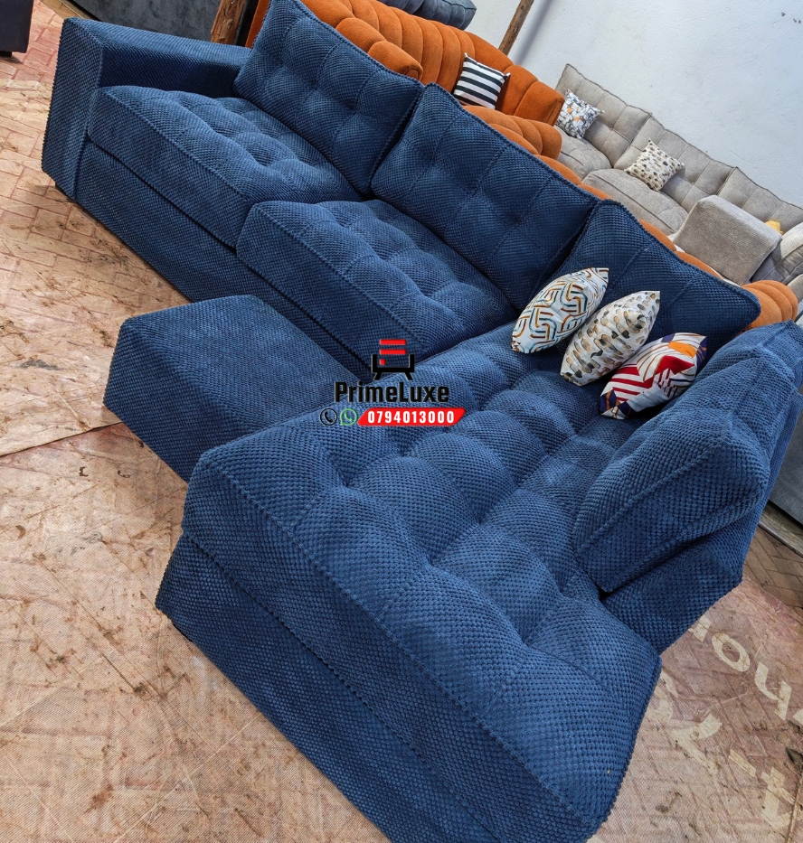 Luxury Navy Blue 6-Seater L-Shaped Sofa - Image 3