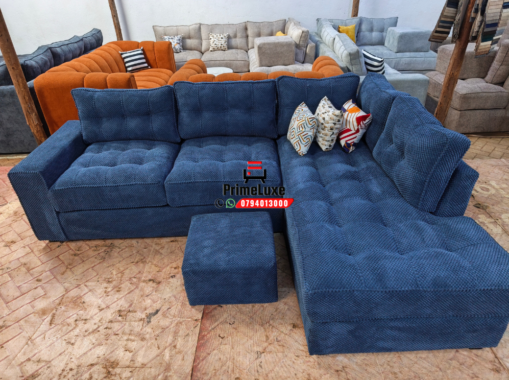 Luxury Navy Blue 6-Seater L-Shaped Sofa - Image 2