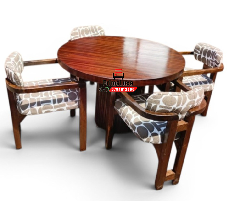 Modern 4-Seater Round Dining Set