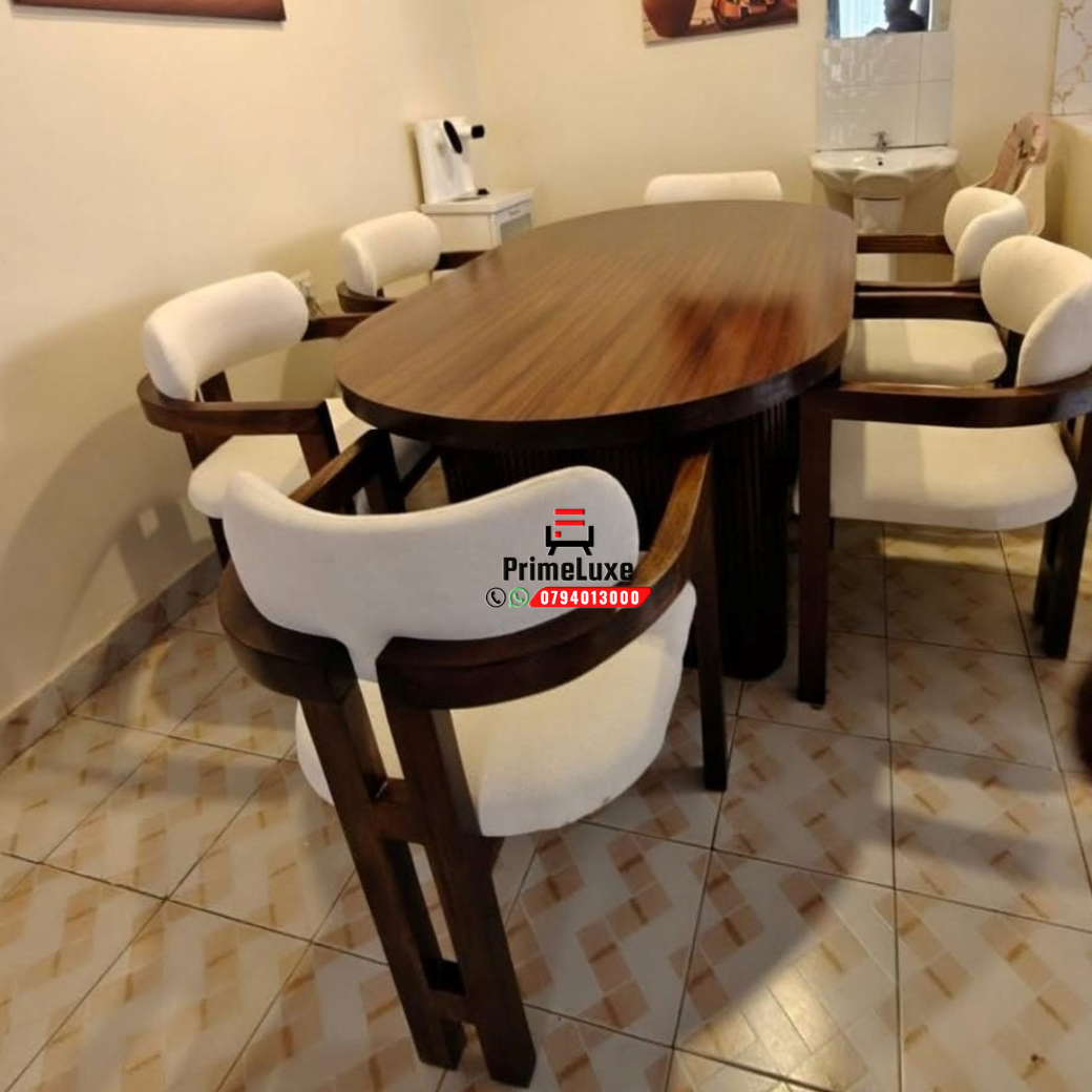 Walnut Brown oval 6 seater dining set