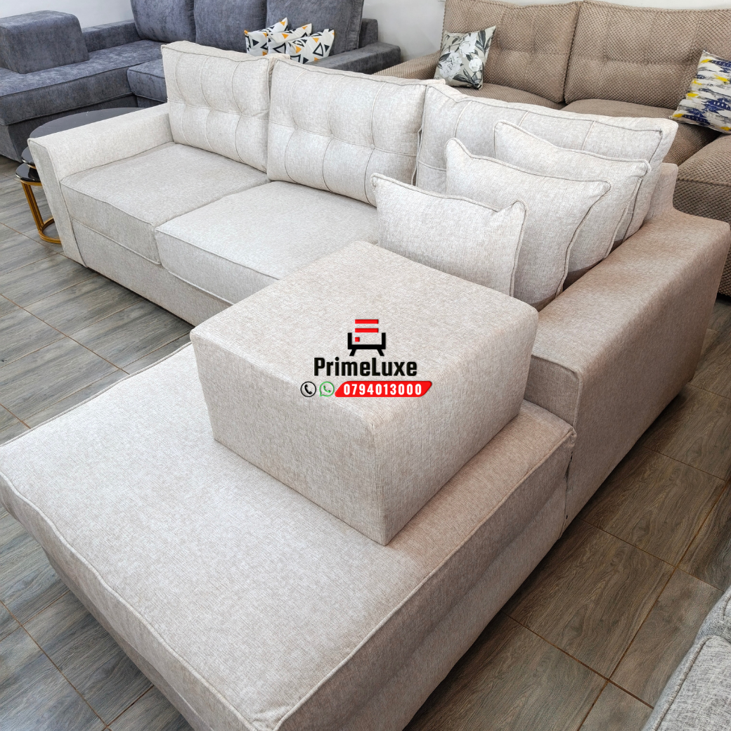 Light beige 6-Seater L-Shaped Sofa