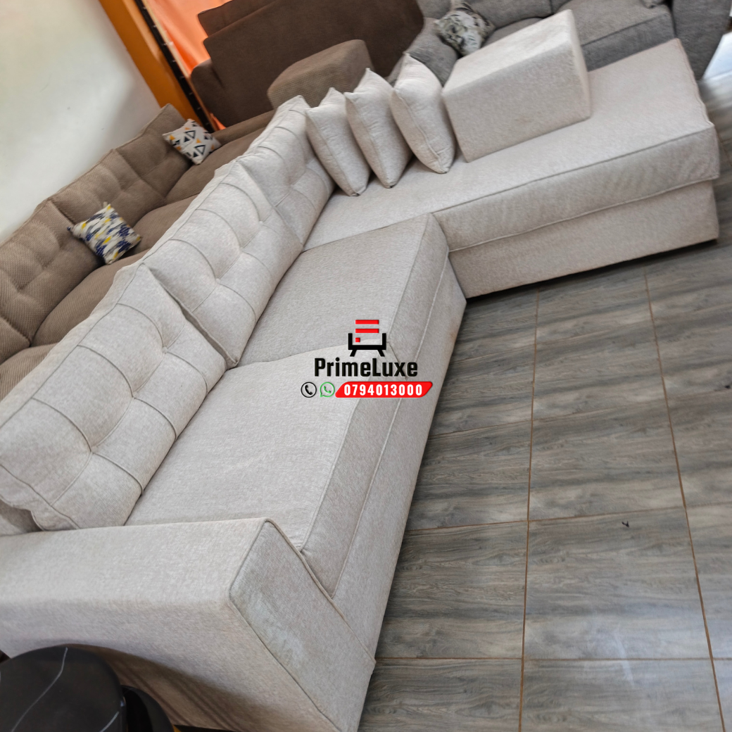 Light beige 6-Seater L-Shaped Sofa - Image 2
